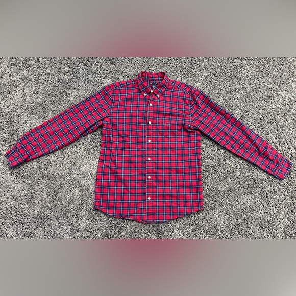 GAP Slim Fit Stretch Oxford Red/Blue Check Plaid - Large - Excellent Condition - Picture 1 of 5